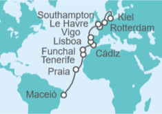 Itinerario del Crucero desde Maceió (Brasil) a Kiel (Alemania) - Costa Cruceros