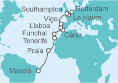 Itinerario del Crucero desde Maceió (Brasil) a Rotterdam - Costa Cruceros