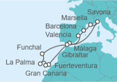 Itinerario del Crucero Italia, España, Portugal, Gibraltar - Costa Cruceros