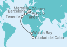 Itinerario del Crucero Namibia, España, Marruecos, Francia, Italia - Costa Cruceros