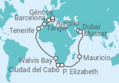 Itinerario del Crucero desde Dubái (EAU) a Génova (Italia) - Costa Cruceros