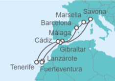 Itinerario del Crucero Francia, Italia, España, Gibraltar - Costa Cruceros