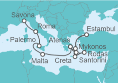 Itinerario del Crucero desde Savona (Italia) a Atenas (Grecia) - Costa Cruceros