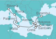 Itinerario del Crucero desde Estambul (Turquía) a Savona (Italia) - Costa Cruceros