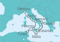 Itinerario del Crucero Italia, Malta, Túnez - Costa Cruceros