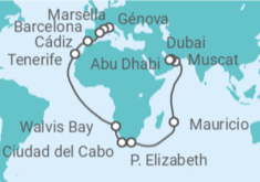 Itinerario del Crucero desde Génova (Italia) a Abu Dhabi (EAU)  - Costa Cruceros