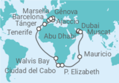 Itinerario del Crucero desde Abu Dhabi (EAU)  a Marsella (Francia) - Costa Cruceros