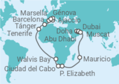 Itinerario del Crucero desde Doha (Qatar) a Marsella (Francia) - Costa Cruceros