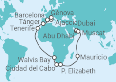 Itinerario del Crucero desde Abu Dhabi (EAU)  a Génova (Italia) - Costa Cruceros