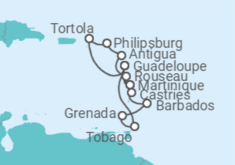 Itinerario del Crucero Guadalupe, Barbados, Martinica, Islas Vírgenes - Reino Unido, Saint Maarten, Antigua Y Barbuda, S... - Costa Cruceros