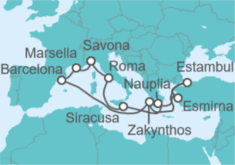 Itinerario del Crucero Italia, Grecia, Turquía, España, Francia - Costa Cruceros