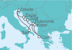 Itinerario del Crucero Croacia, Grecia, Montenegro, Italia - Costa Cruceros