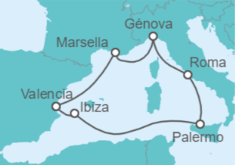 Itinerario del Crucero España, Francia, Italia TI - MSC Cruceros