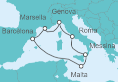 Itinerario del Crucero Italia, Malta, España TI - MSC Cruceros