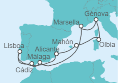 Itinerario del Crucero España, Portugal, Italia, Francia TI - MSC Cruceros