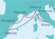 Itinerario del Crucero España, Italia - MSC Cruceros