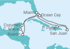 Itinerario del Crucero Puerto Rico, USA, Honduras, México TI - MSC Cruceros