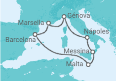 Itinerario del Crucero Malta, España, Francia, Italia TI - MSC Cruceros