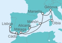 Itinerario del Crucero Francia, España, Portugal, Italia TI - MSC Cruceros