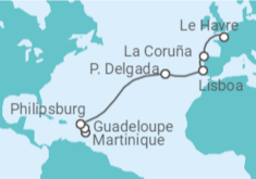 Itinerario del Crucero Guadalupe, Saint Maarten, Portugal, España TI - MSC Cruceros