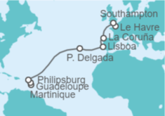 Itinerario del Crucero Guadalupe, Saint Maarten, Portugal, España, Francia TI - MSC Cruceros