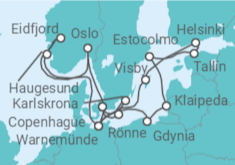 Itinerario del Crucero Polonia, Lituania, Suecia, Estonia, Finlandia, Dinamarca, Alemania, Noruega TI - MSC Cruceros