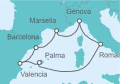 Itinerario del Crucero España, Italia - MSC Cruceros