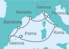 Itinerario del Crucero Italia, Francia, España - MSC Cruceros