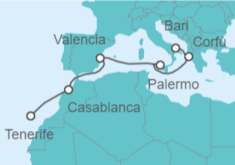 Itinerario del Crucero Marruecos, España, Italia, Grecia TI - MSC Cruceros