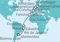 Itinerario del Crucero desde Buenos Aires (Argentina) a Warnemünde  (Berlin) - MSC Cruceros