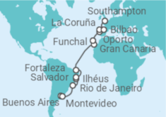 Itinerario del Crucero desde Buenos Aires (Argentina) a Southampton (Londres) - MSC Cruceros