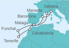 Itinerario del Crucero España, Francia, Italia, Marruecos TI - MSC Cruceros