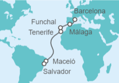 Itinerario del Crucero España, Portugal, Brasil TI - MSC Cruceros