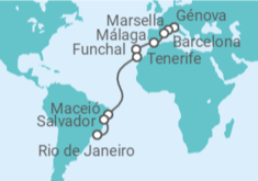 Itinerario del Crucero Francia, España, Portugal, Brasil TI - MSC Cruceros