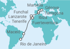 Itinerario del Crucero Brasil, España, Portugal, Francia - MSC Cruceros