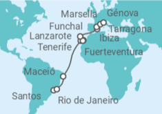 Itinerario del Crucero desde Santos (Sao Paulo) a Génova (Italia) - MSC Cruceros