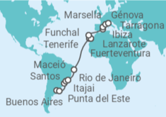 Itinerario del Crucero desde Buenos Aires (Argentina) a Génova (Italia) - MSC Cruceros