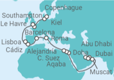 Itinerario del Crucero desde Dubái (EAU) a Copenhague (Dinamarca) - MSC Cruceros