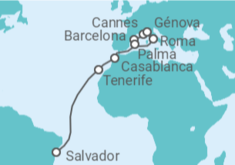 Itinerario del Crucero Francia, Italia, España, Marruecos TI - MSC Cruceros