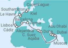 Itinerario del Crucero desde Dubái (EAU) a Copenhague (Dinamarca) TI - MSC Cruceros