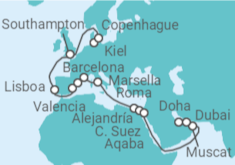 Itinerario del Crucero desde Kiel (Alemania) a Dubái (EAU) - MSC Cruceros