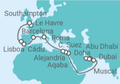 Itinerario del Crucero desde Dubái (EAU) a Southampton (Londres) TI - MSC Cruceros