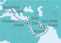 Itinerario del Crucero Qatar, Emiratos Arabes, Omán, Jordania, Egipto, Italia - MSC Cruceros