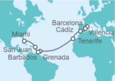 Itinerario del Crucero España, Barbados, Puerto Rico TI - MSC Cruceros