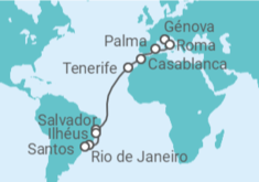 Itinerario del Crucero Italia, España, Marruecos, Brasil TI - MSC Cruceros