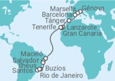 Itinerario del Crucero desde Génova (Italia) a Río de Janeiro (Brasil) TI - MSC Cruceros