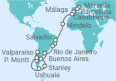 Itinerario del Crucero desde Marsella (Francia) a Valparaíso (Chile) - MSC Cruceros