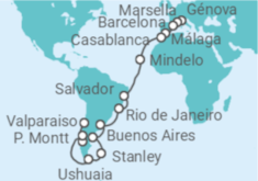 Itinerario del Crucero desde Génova (Italia) a Valparaíso (Chile) - MSC Cruceros