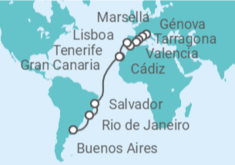 Itinerario del Crucero desde Génova (Italia) a Buenos Aires (Argentina) - MSC Cruceros