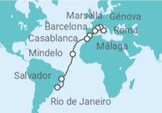 Itinerario del Crucero Italia, Francia, España, Marruecos, Cabo Verde, Brasil - MSC Cruceros